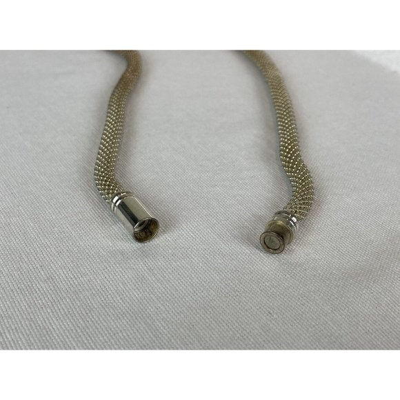 Vintage Silver And Gold Tone Snake Chain Choker Necklace Magnetic Closure - Picture 4 of 5
